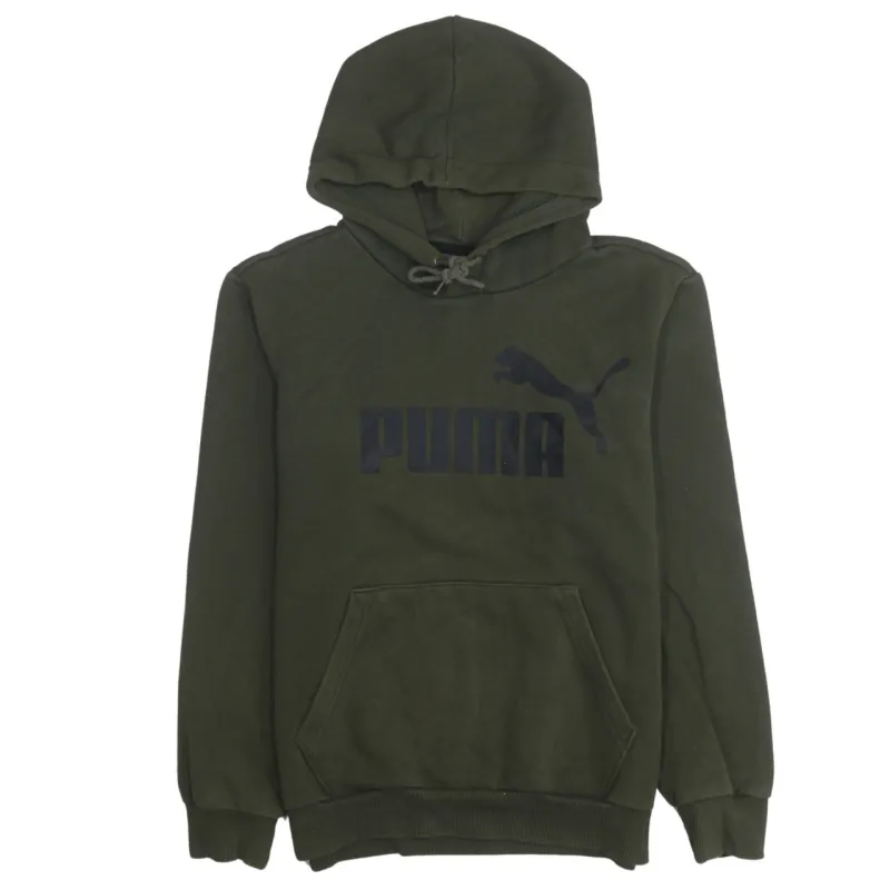 Puma Dark Khaki Hoodie Men's XSmall Printed Logo Front Pocket Pullover Sweatshirt sold by Vintage Club