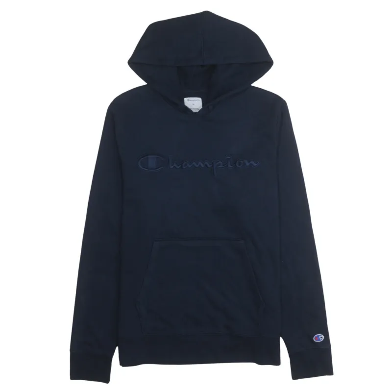 Champion Navy Blue Hoodie Men's Medium Embroidered Script Logo Front Pocket Pullover Sweatshirt sold by Vintage Club