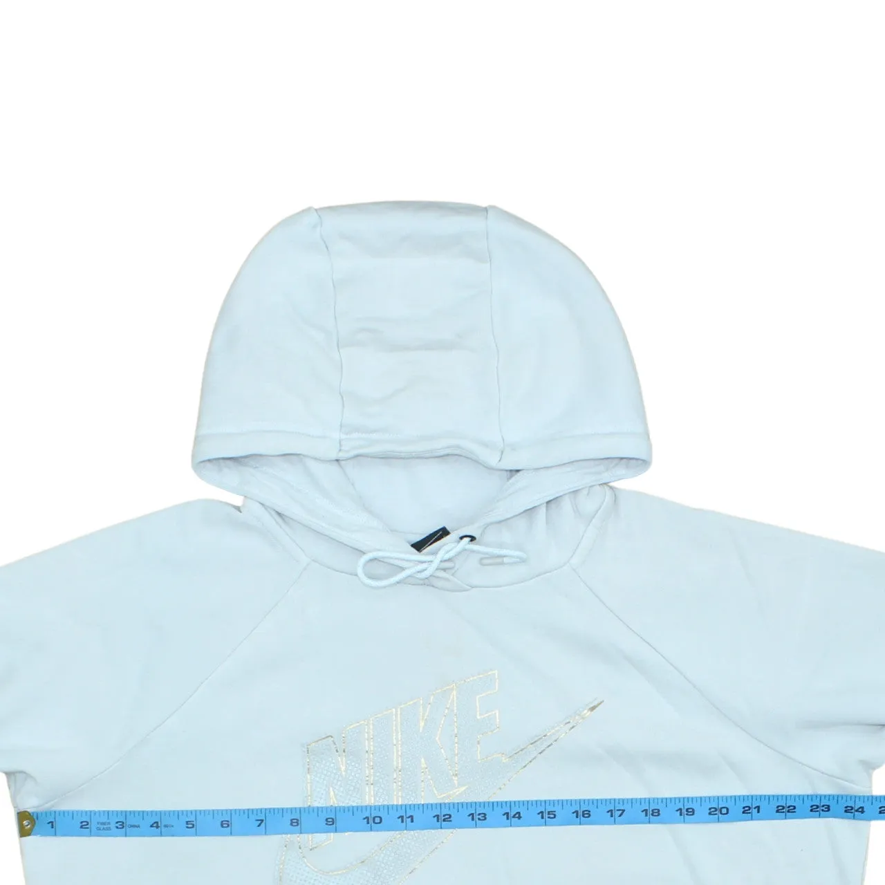 Nike Light Blue Hoodie Men's Large Printed Logo Drawstring Hood Front Pocket Sweatshirt sold by Vintage Club product image thumbnail 5