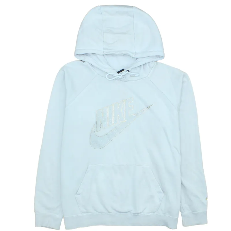 Nike Light Blue Hoodie Men's Large Printed Logo Drawstring Hood Front Pocket Sweatshirt made by Nike