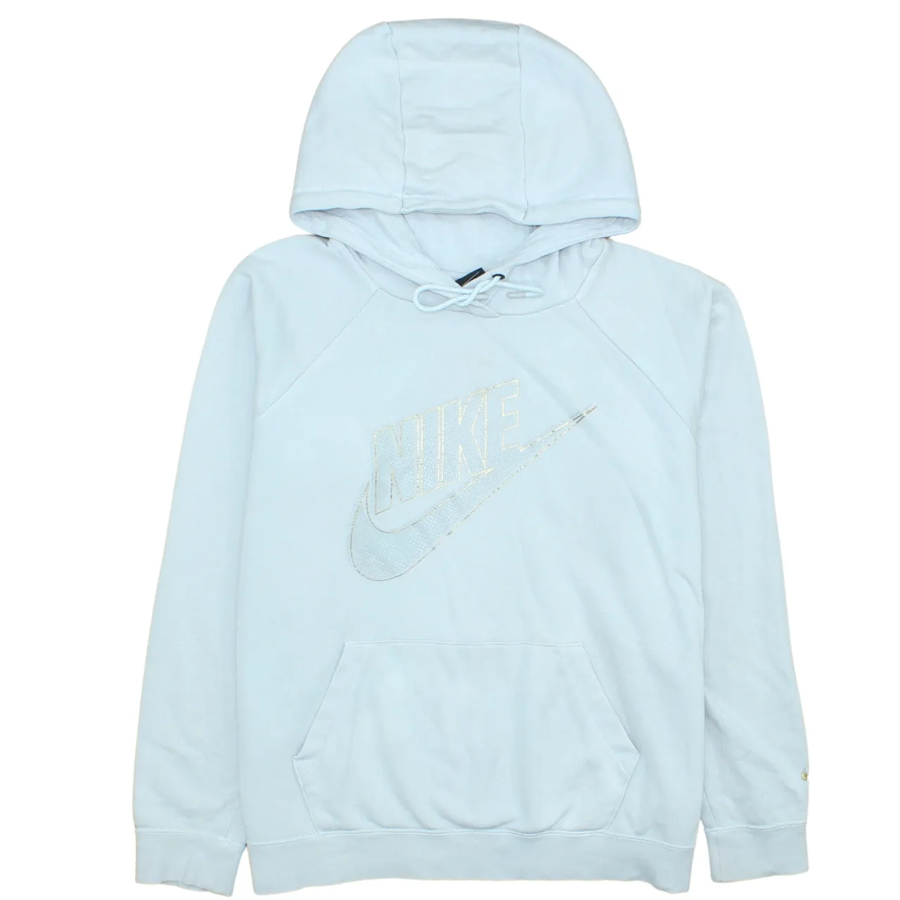 Nike Light Blue Hoodie Men's Large Printed Logo Drawstring Hood Front Pocket Sweatshirt sold by Vintage Club