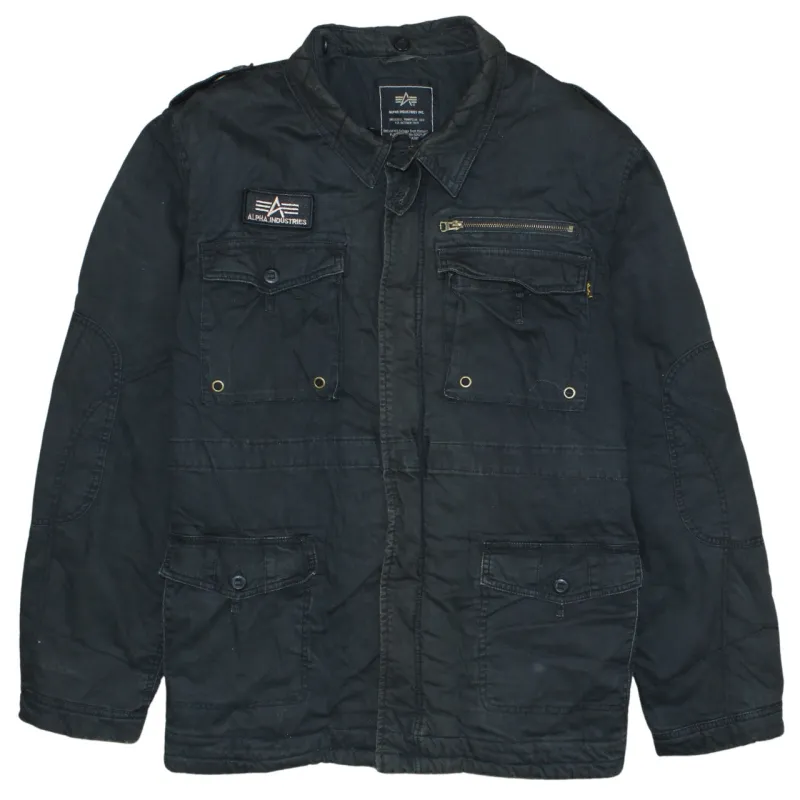 Alpha Industries Black Field Jacket Women's XXXLarge Patch Logo Multiple Pockets Military Style Outerwear sold by Vintage Club