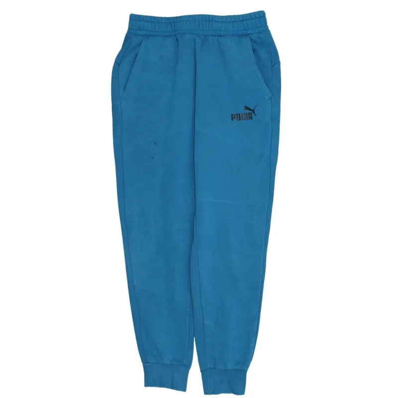 Puma Teal Blue Joggers Men's Medium Printed Logo Elasticated Cuffs Fleece Sweatpants made by Puma