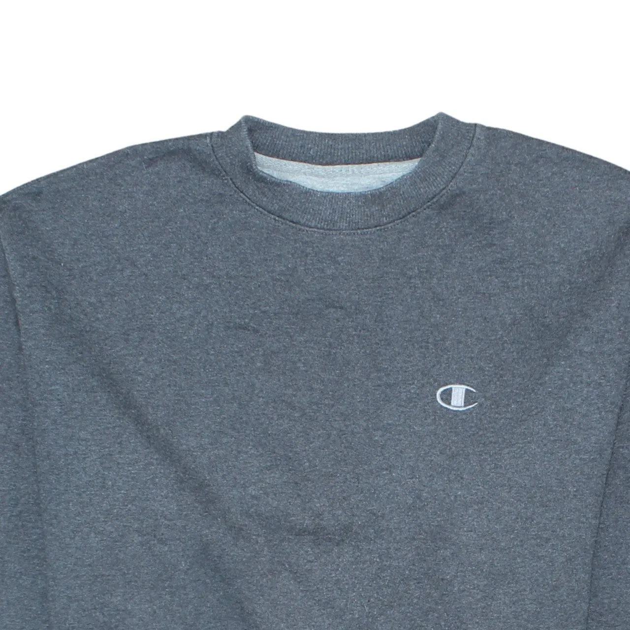Champion Dark Grey Sweatshirt Men's Medium Embroidered Chest Logo Ribbed Crewneck Pullover Fleece Top sold by Vintage Club product image thumbnail 3