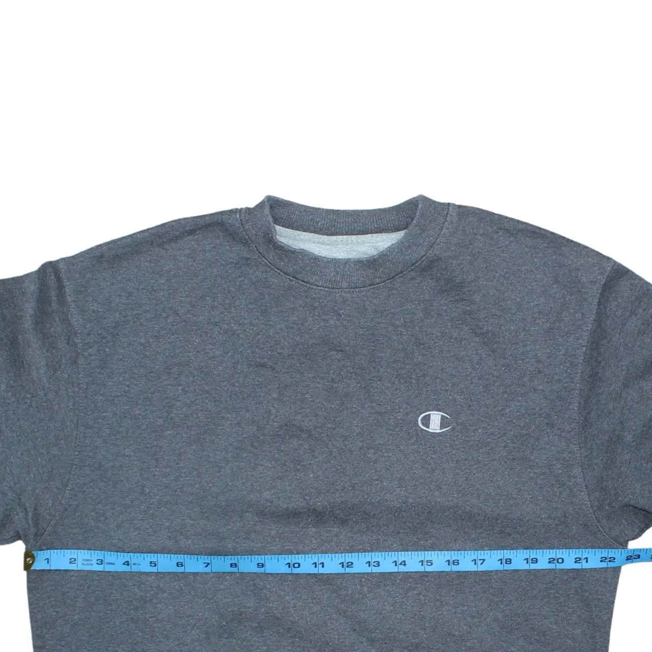Champion Dark Grey Sweatshirt Men's Medium Embroidered Chest Logo Ribbed Crewneck Pullover Fleece Top sold by Vintage Club product image thumbnail 5