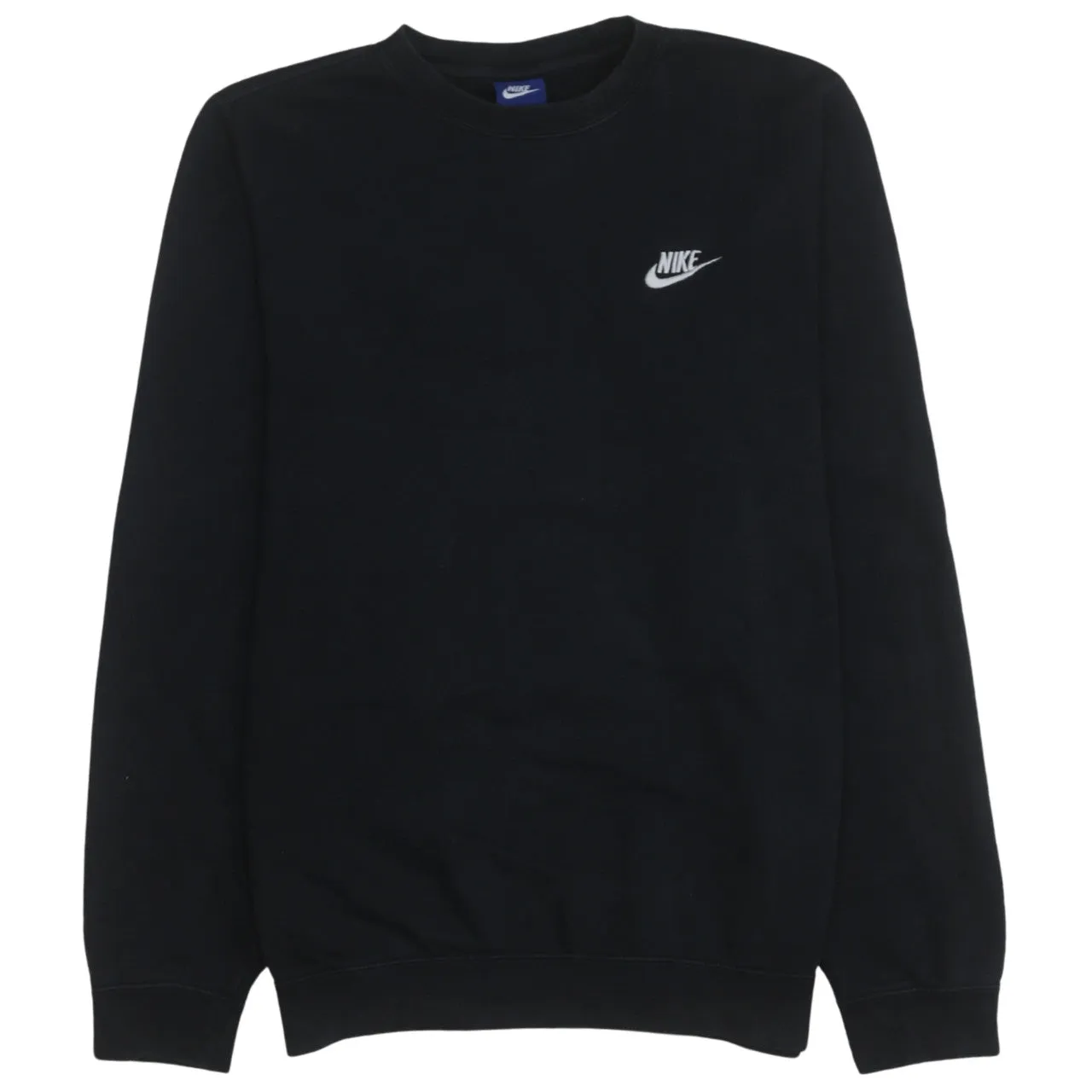 Nike Black Sweatshirt Men's Small Embroidered Chest Swoosh Fleece Crewneck Pullover sold by Vintage Club