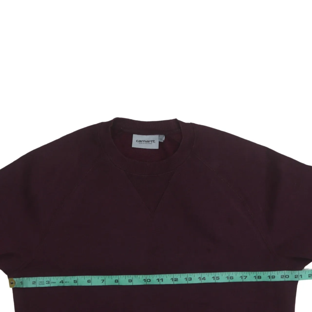 Carhartt Burgundy Red Sweatshirt Men's Small Embroidered C Logo Raglan Crewneck Pullover sold by Vintage Club product image thumbnail 5