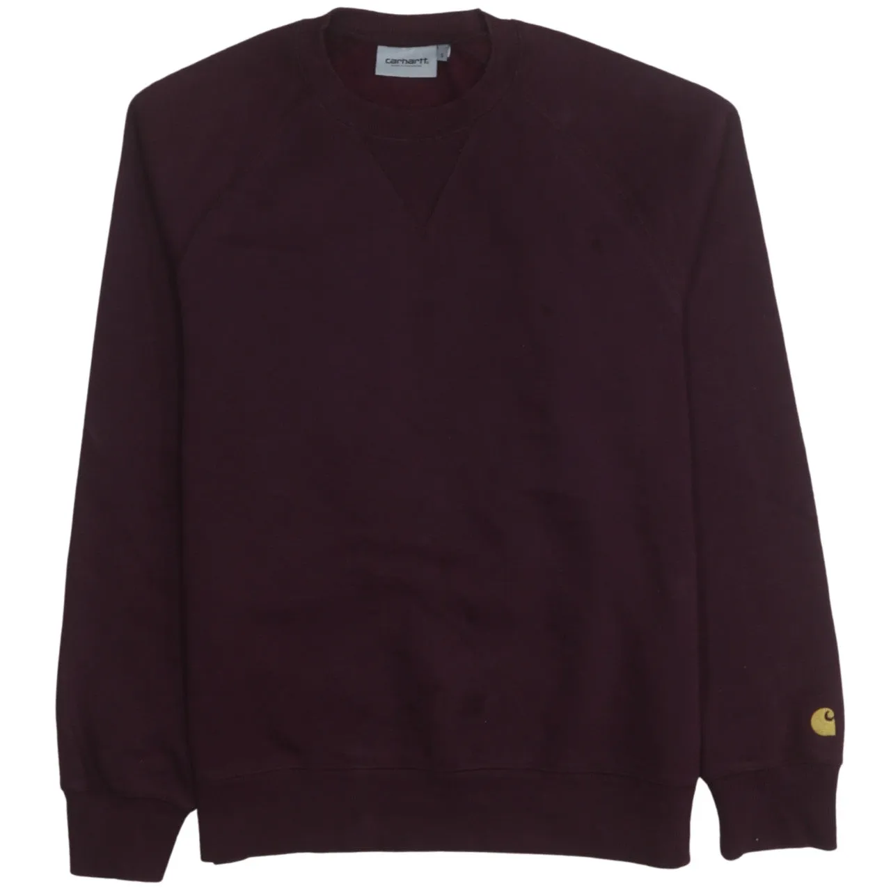 Carhartt Burgundy Red Sweatshirt Men's Small Embroidered C Logo Raglan Crewneck Pullover sold by Vintage Club