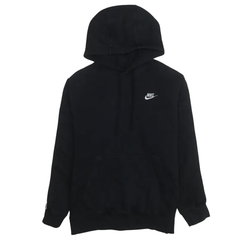Nike Black Hoodie Men's Small Embroidered Swoosh Logo Taped Sleeve Pullover Sweatshirt sold by Vintage Club
