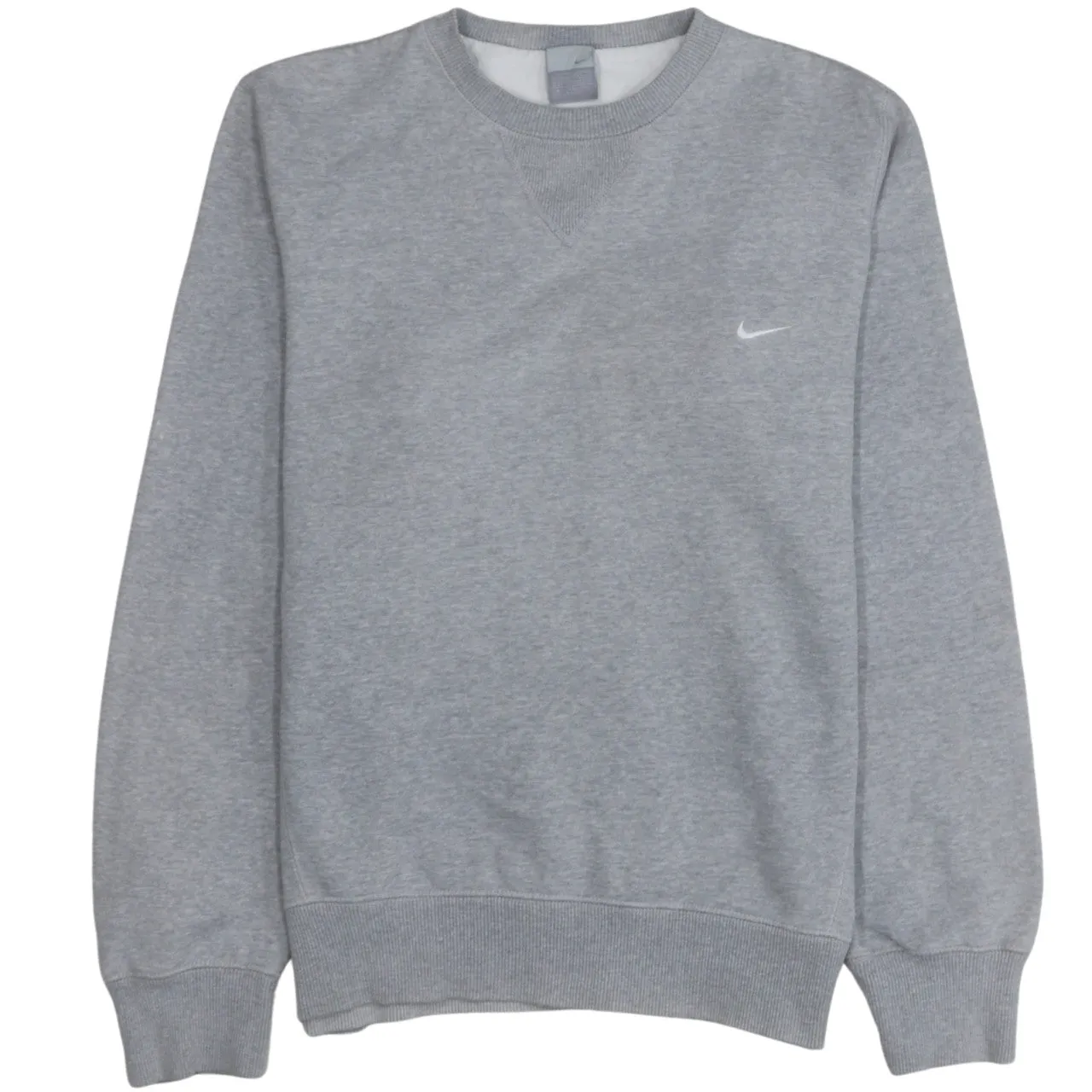 Nike Grey Crewneck Sweatshirt Men's Small Embroidered Swoosh Ribbed Cuffs Pullover sold by Vintage Club