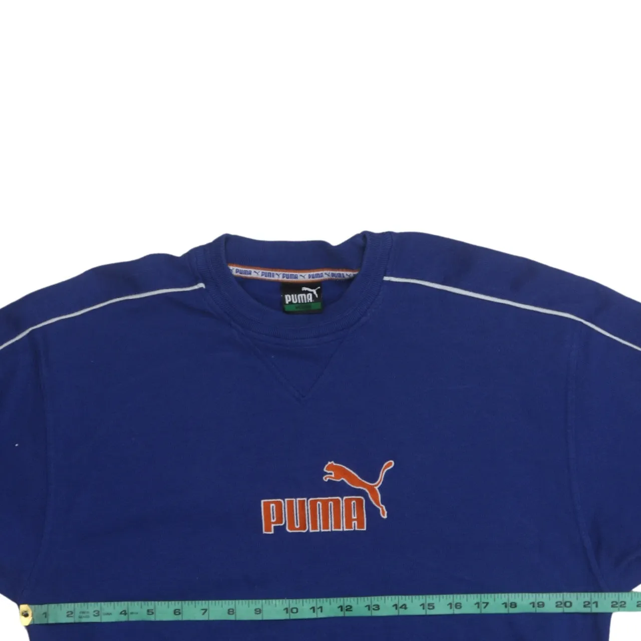 Puma Royal Blue Sweatshirt Men's Medium Embroidered Logo Piping Crewneck Pullover Fleece Top sold by Vintage Club product image thumbnail 5