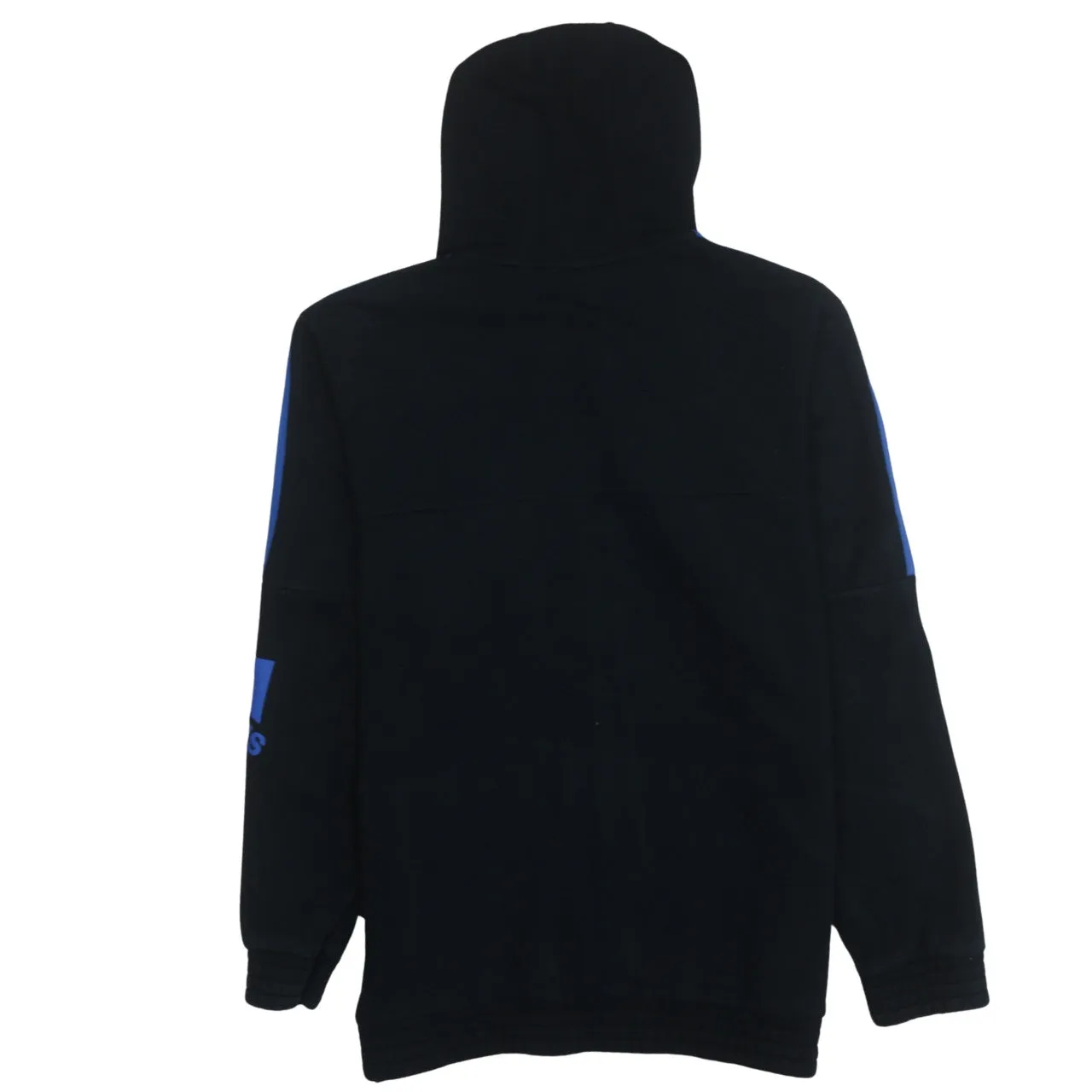 Adidas Black Full Zip Hoodie Men's XLarge Blue Three Stripe Sleeves Printed Logo Fleece Top sold by Vintage Club product image thumbnail 2