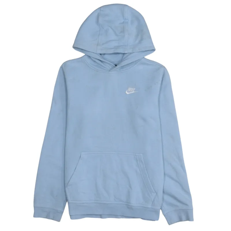 Nike Light Blue Hoodie Men's XLarge Printed Swoosh Logo Front Pocket Pullover Sweatshirt sold by Vintage Club