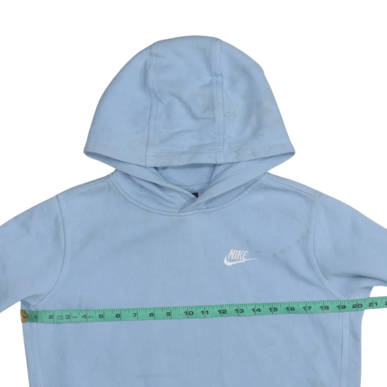 Nike Light Blue Hoodie Men's XLarge Printed Swoosh Logo Front Pocket Pullover Sweatshirt sold by Vintage Club product image thumbnail 5