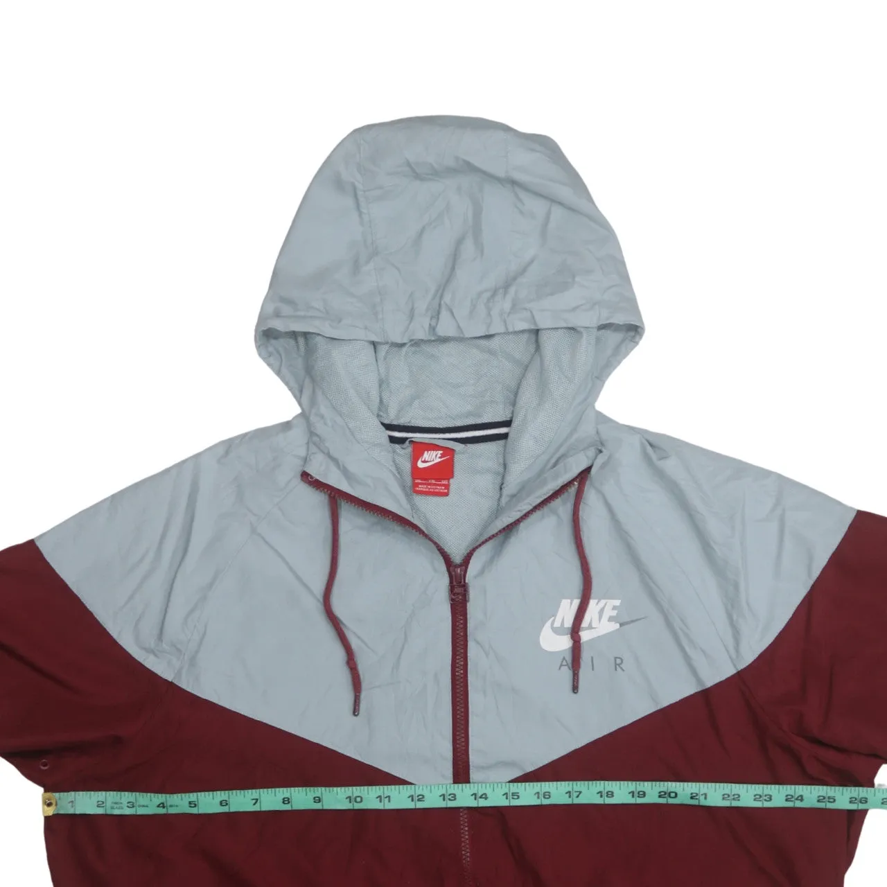 Nike Burgundy Grey Hooded Windbreaker Women’s XXLarge Zip Pockets Printed Air Logo Jacket sold by Vintage Club product image thumbnail 5