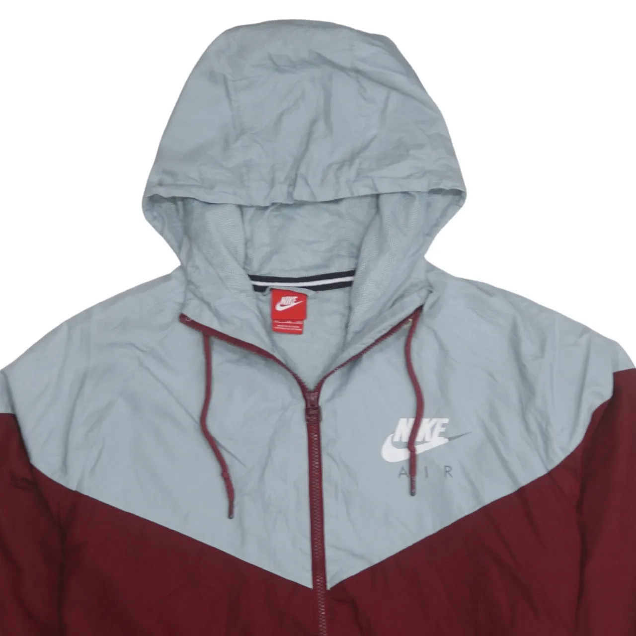 Nike Burgundy Grey Hooded Windbreaker Women’s XXLarge Zip Pockets Printed Air Logo Jacket sold by Vintage Club product image thumbnail 3