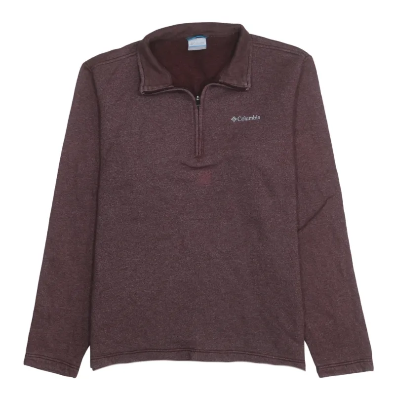 Columbia Burgundy Red Quarter Zip Sweatshirt Men's Large Embroidered Chest Logo Pullover Fleece Top sold by Vintage Club
