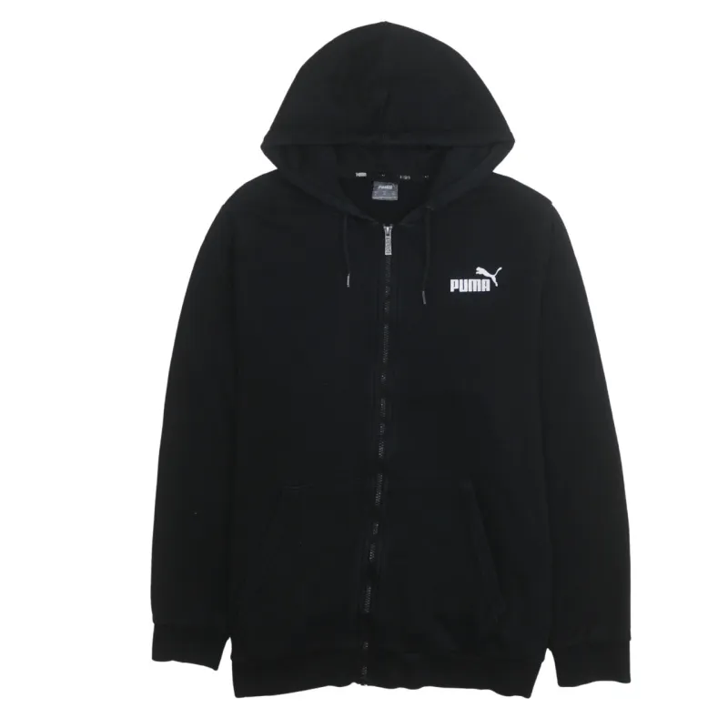 Puma Black Full Zip Hoodie Women's XLarge Embroidered Chest Logo Split Pockets Sweatshirt made by Puma