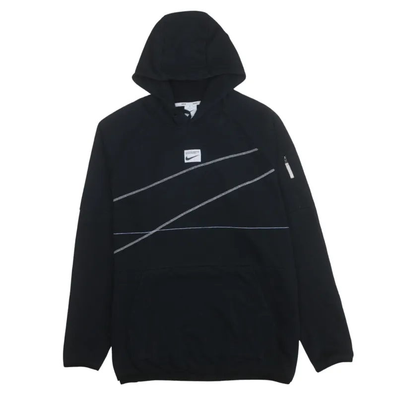 Nike Black Hoodie Men’s XLarge Printed Swoosh Graphic Front Pocket Pullover Sweatshirt sold by Vintage Club