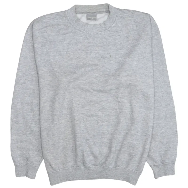 Wrangler Light Grey Sweatshirt Men's Large Embroidered Chest Logo Ribbed Crewneck Pullover made by Wrangler