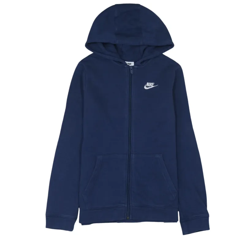 Nike Navy Blue Zip Hoodie Women’s XLarge Embroidered Swoosh Split Pocket Fleece Sweatshirt sold by Vintage Club