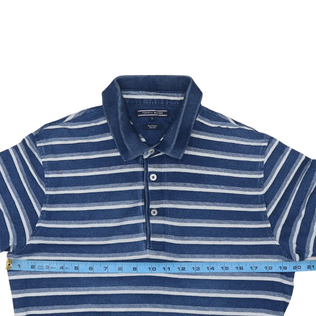 Tommy Hilfiger Navy Blue Striped Polo Shirt Women’s XLarge Short Sleeve Casual Top sold by Vintage Club product image thumbnail 5