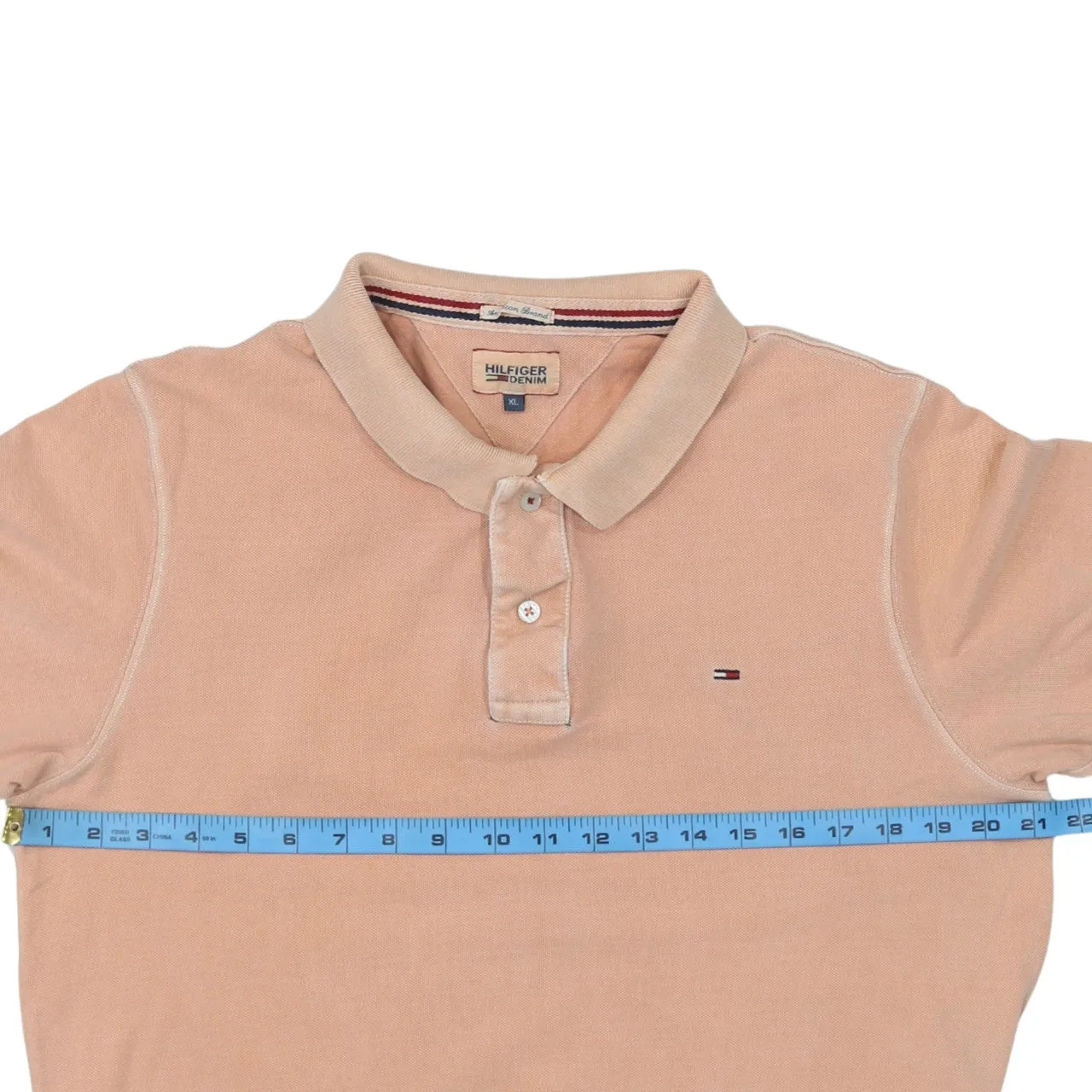 Tommy Hilfiger Peach Pink Polo Shirt Women's XLarge Embroidered Flag Logo Short Sleeve Top sold by Vintage Club product image thumbnail 5