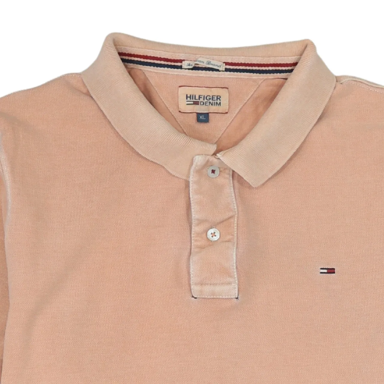 Tommy Hilfiger Peach Pink Polo Shirt Women's XLarge Embroidered Flag Logo Short Sleeve Top sold by Vintage Club product image thumbnail 3