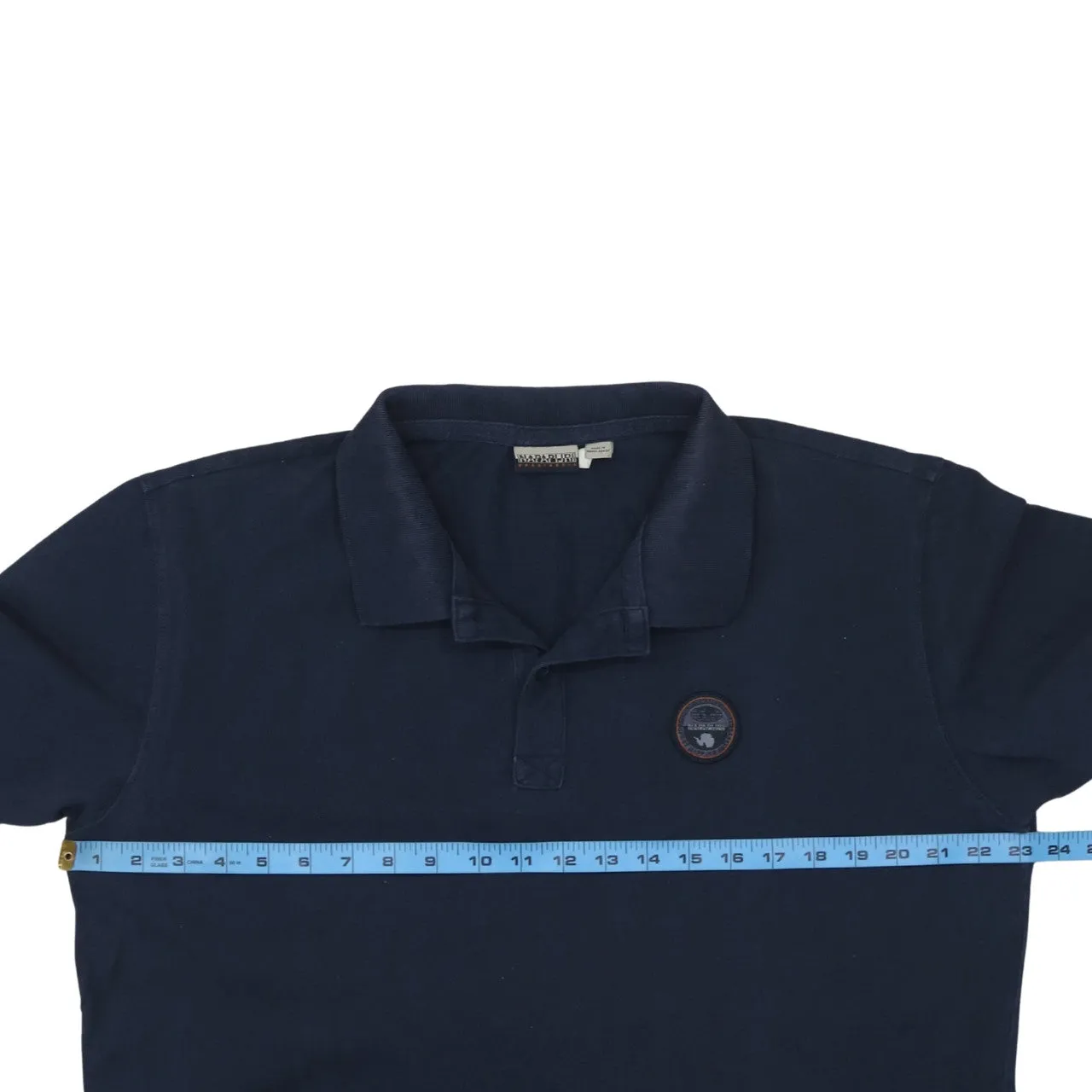 Napapijri Navy Blue Polo Shirt Women’s XXLarge Embroidered Chest Badge Short Sleeve Top sold by Vintage Club product image thumbnail 5