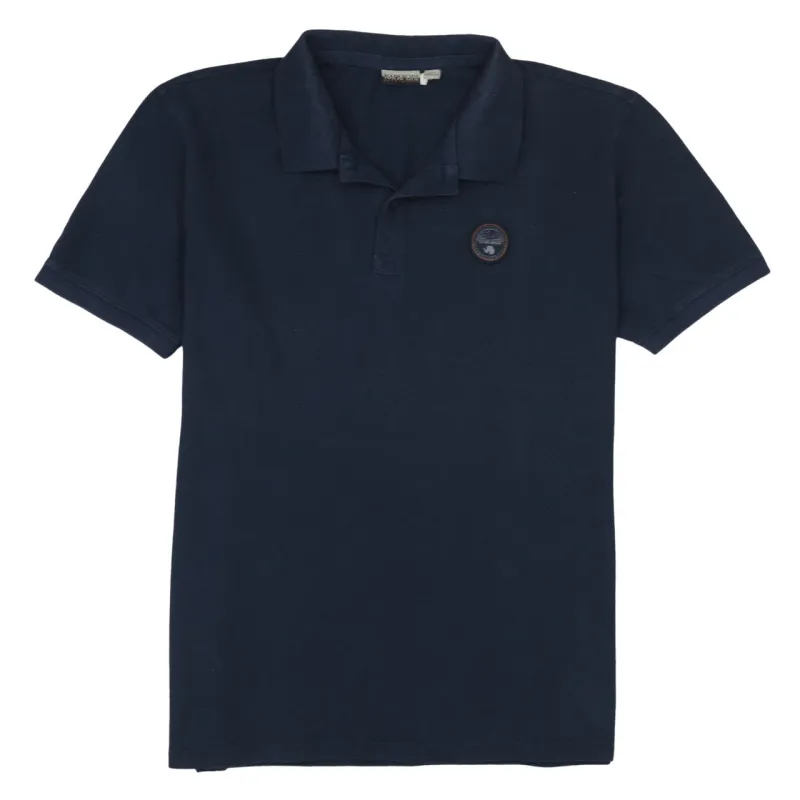 Napapijri Navy Blue Polo Shirt Women’s XXLarge Embroidered Chest Badge Short Sleeve Top sold by Vintage Club