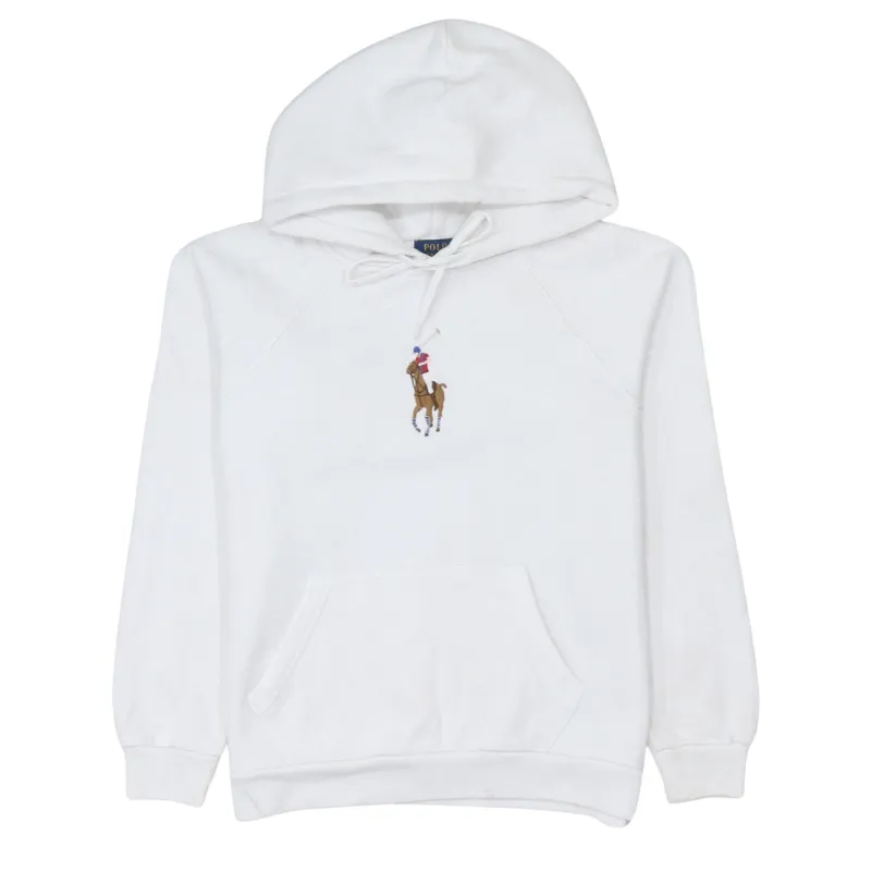Polo Ralph Lauren White Hoodie Women’s Small Embroidered Large Pony Logo Pocket Pullover Sweatshirt sold by Vintage Club