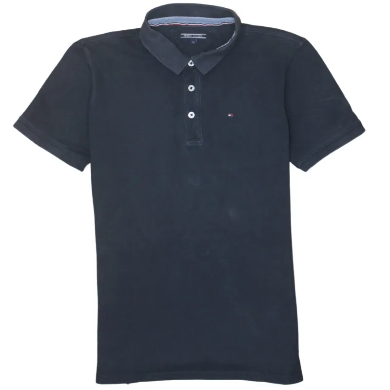 Tommy Hilfiger Navy Blue Polo Shirt Men’s Small Embroidered Flag Logo Short Sleeve Top sold by Vintage Club
