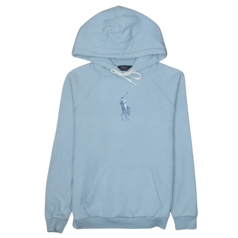 Polo Ralph Lauren Light Blue Hoodie Men's XSmall Embroidered Big Pony Logo Front Pocket Pullover sold by Vintage Club