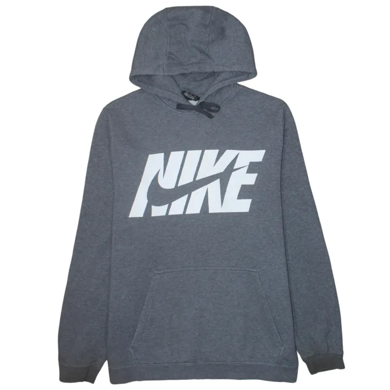 Nike Grey Hoodie Women’s XLarge Printed Logo Front Pocket Fleece Pullover Sweatshirt sold by Vintage Club