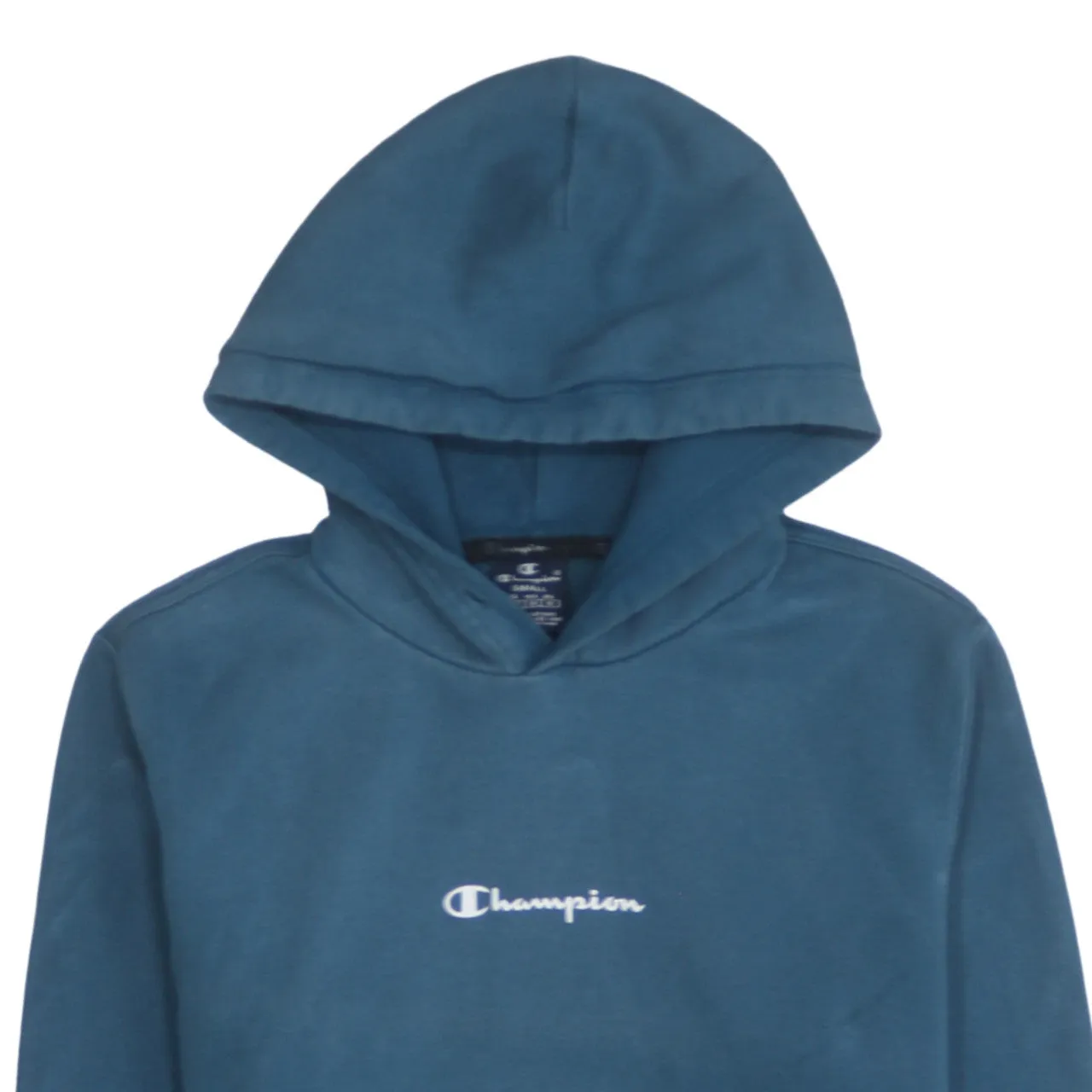 Champion Teal Blue Hoodie Men's Small Embroidered Chest Logo Fleece Lined Pullover Sweatshirt sold by Vintage Club product image thumbnail 3