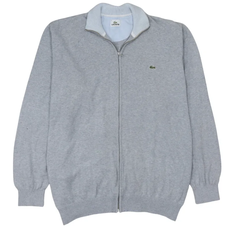 Lacoste Light Grey Full Zip Sweatshirt Men’s XXLarge Embroidered Croc Logo Ribbed Hem Jacket sold by Vintage Club