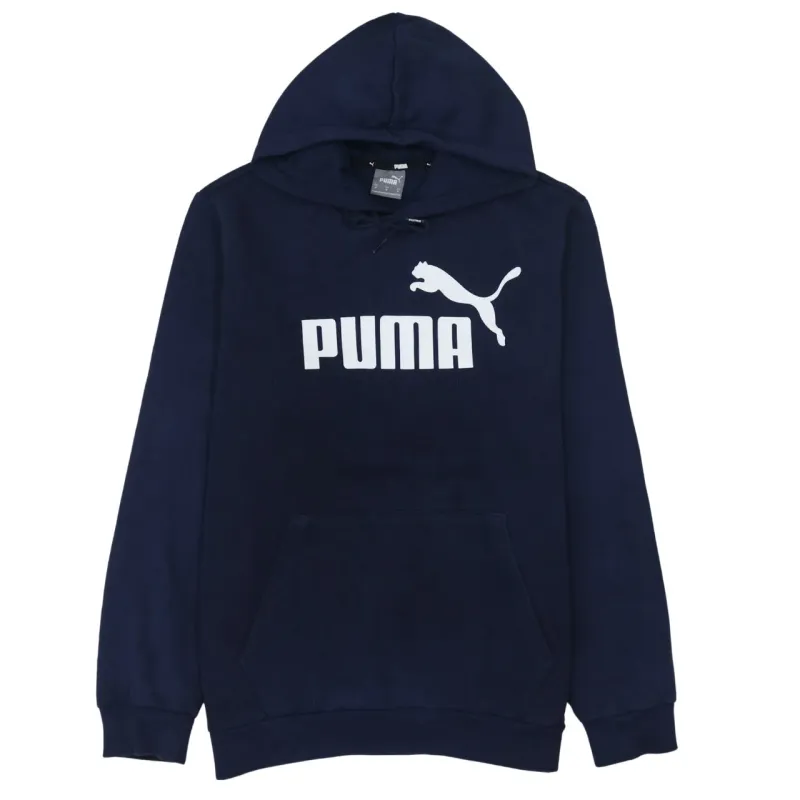 Puma Navy Blue Hoodie Men's Medium Printed Logo Front Pocket Pullover Sweatshirt sold by Vintage Club