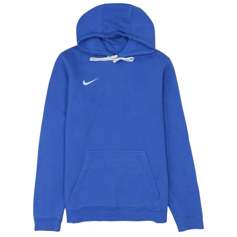 Nike Royal Blue Hoodie Women's Small Printed Swoosh Logo Front Pocket Pullover Sweatshirt sold by Vintage Club