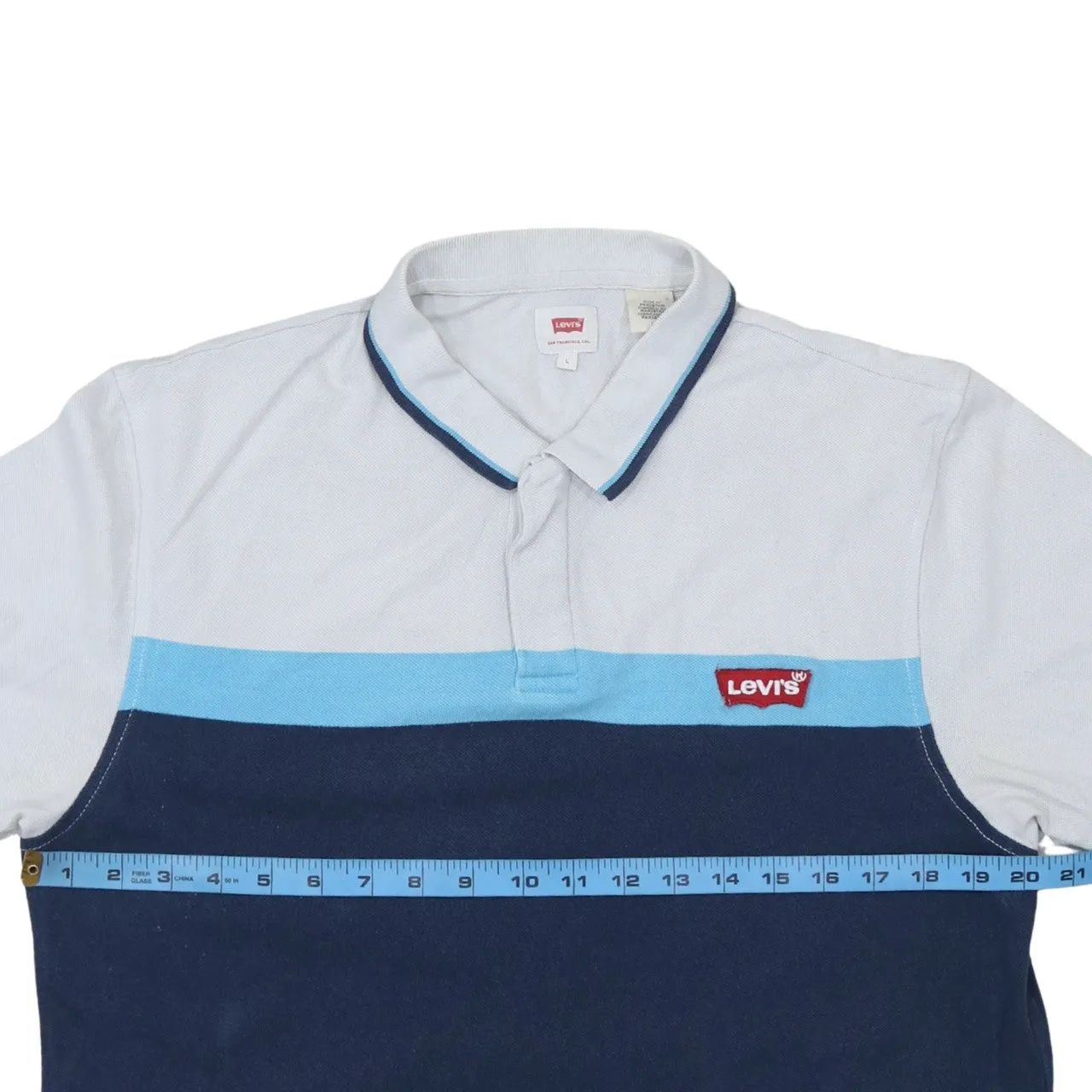Levi's Blue Colour Block Polo Shirt Women's Large Embroidered Chest Logo Short Sleeve Top sold by Vintage Club product image thumbnail 5