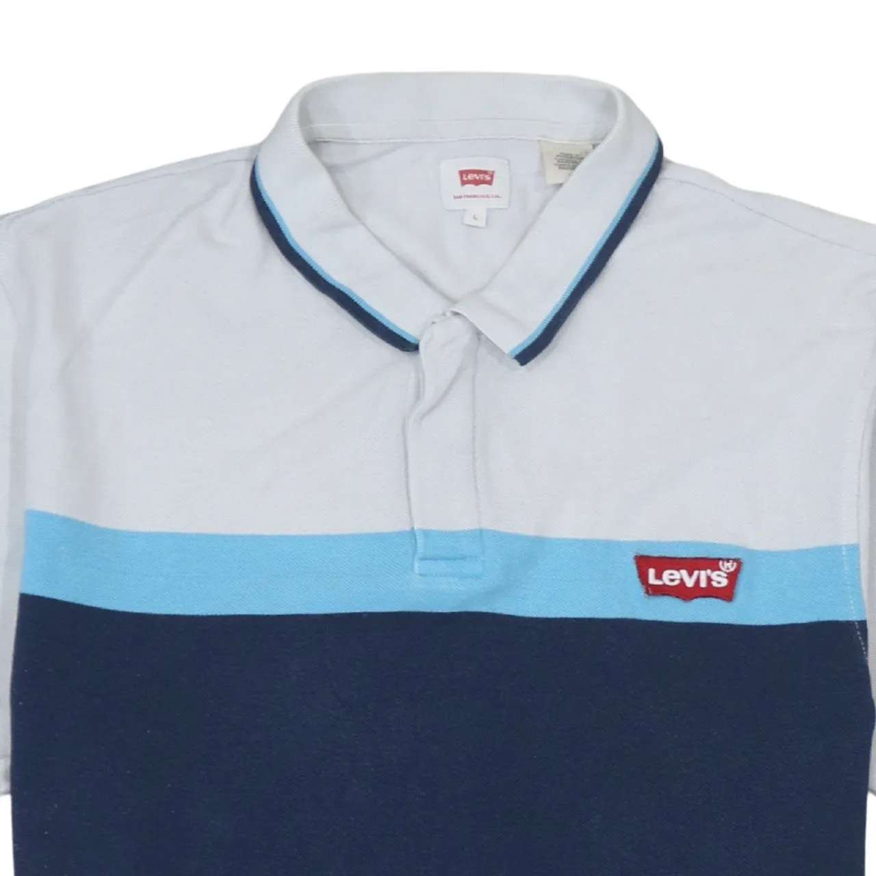 Levi's Blue Colour Block Polo Shirt Women's Large Embroidered Chest Logo Short Sleeve Top sold by Vintage Club product image thumbnail 3