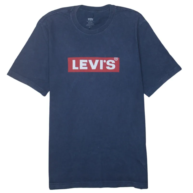 Levi's Navy Blue T Shirt Men's Small Printed Red Box Logo Short Sleeve Tee Top sold by Vintage Club