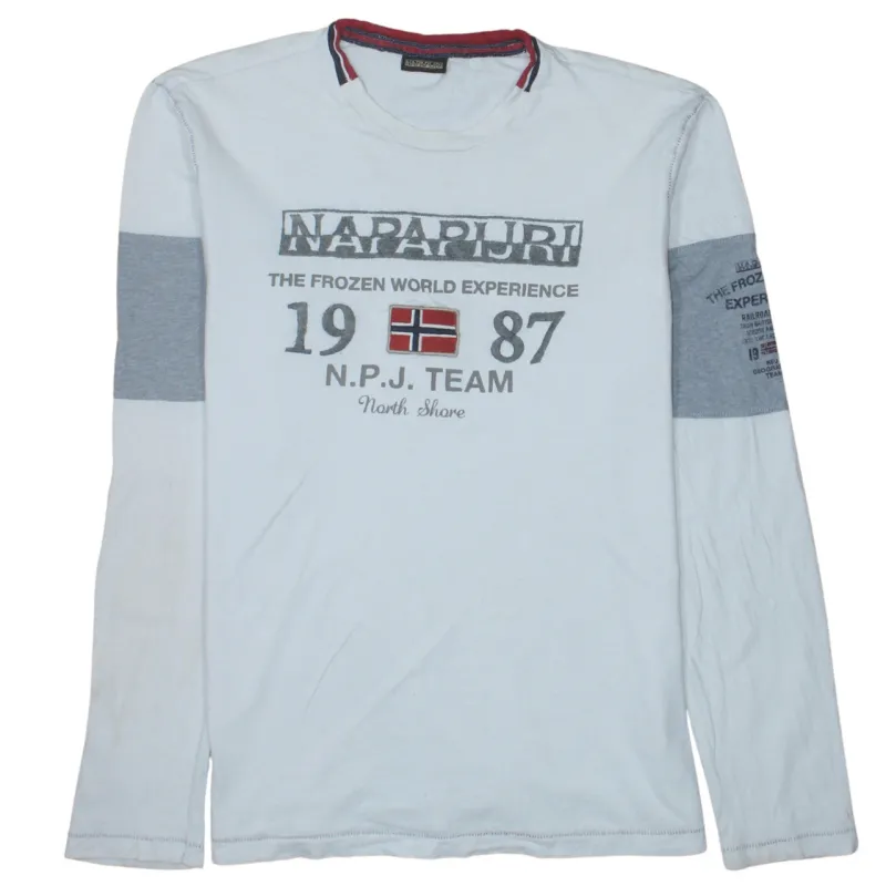 Napapijri Off White Long Sleeve T Shirt Women's XLarge Printed Logo Graphic Top made by Napapijri