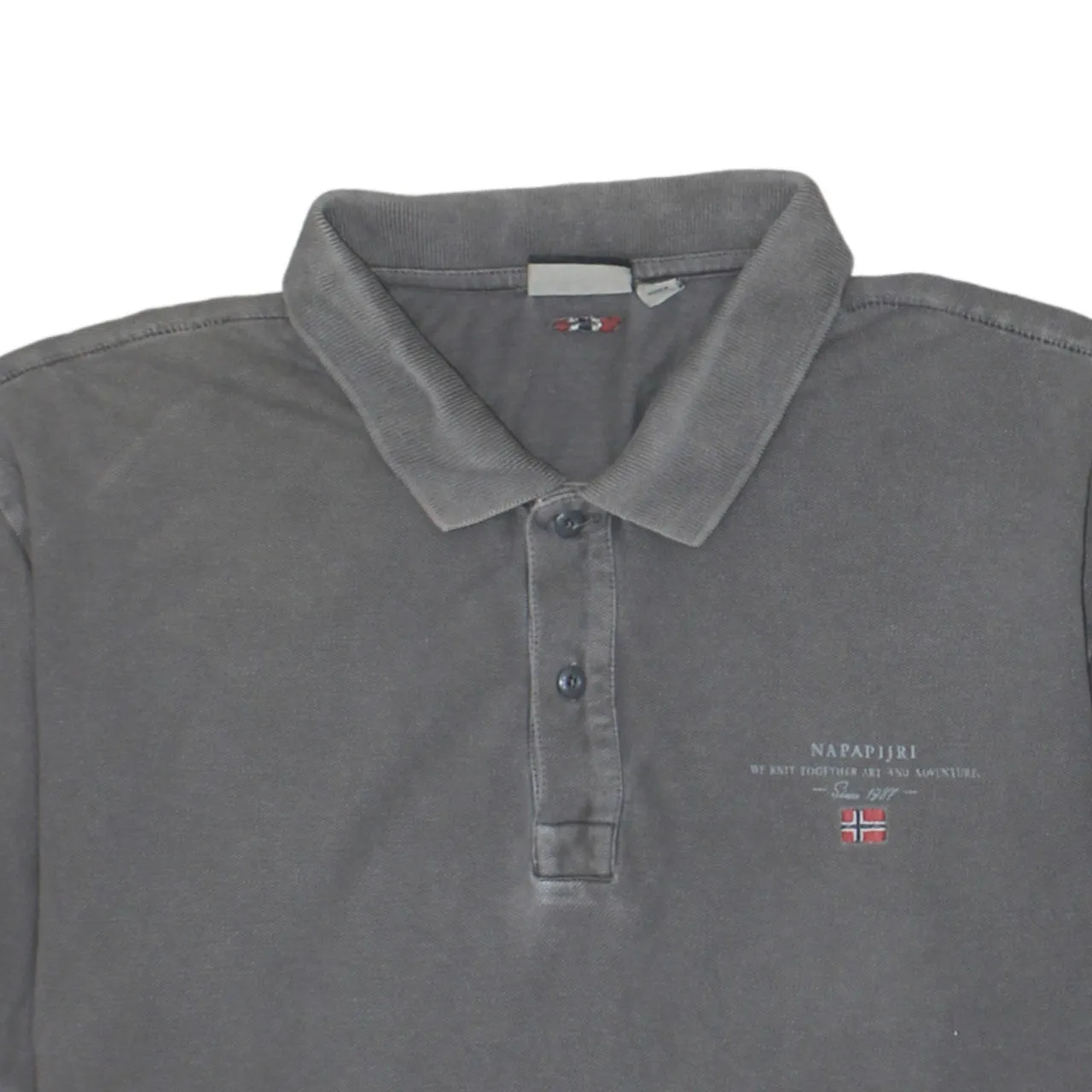 Napapijri Faded Charcoal Polo Shirt Women’s XLarge Embroidered Chest Logo Short Sleeve Top sold by Vintage Club product image thumbnail 3