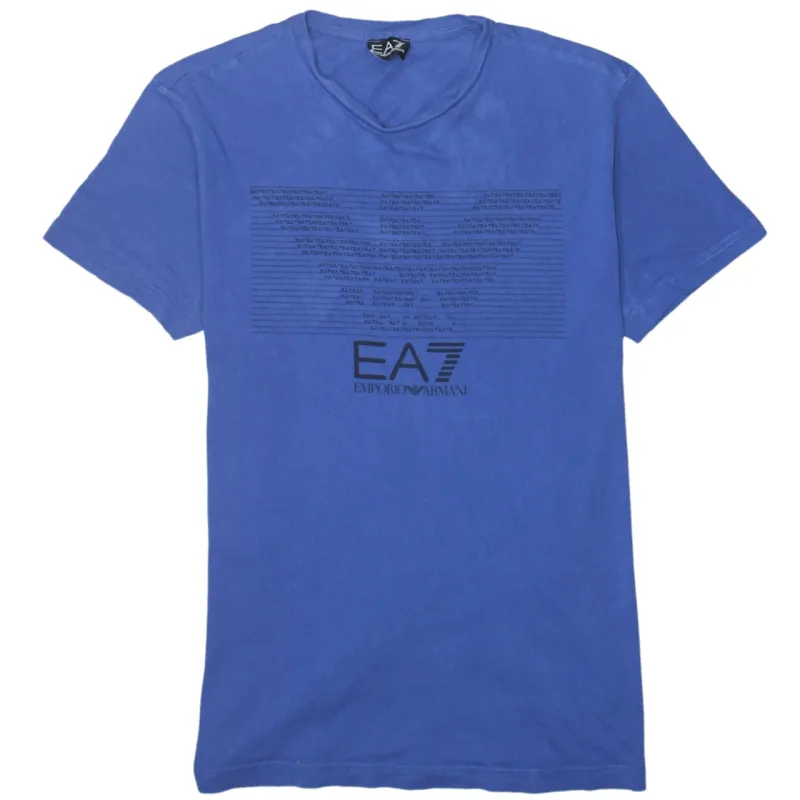 Emporio Armani Blue T Shirt Women’s Medium EA7 Printed Logo Crewneck Tee Top made by Emporio Armani