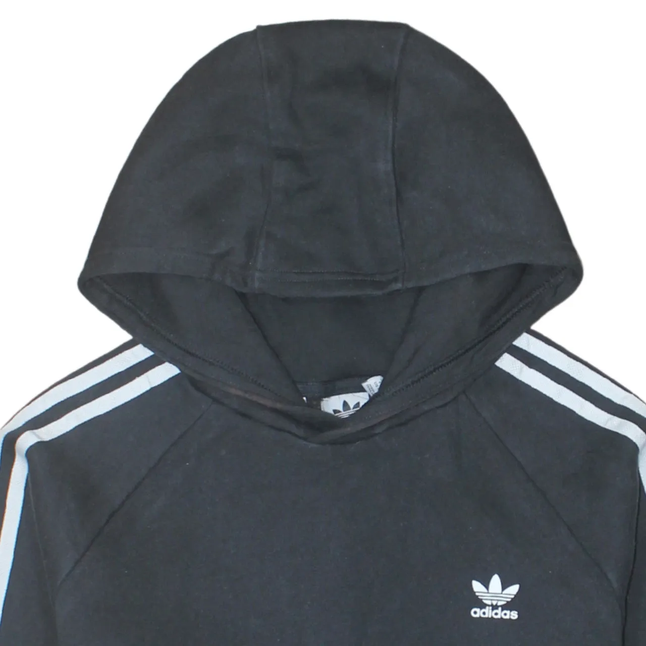 Adidas Black Hoodie Women’s Medium Trefoil Embroidered Logo Three Stripe Sleeves Pullover Sweatshirt sold by Vintage Club product image thumbnail 3