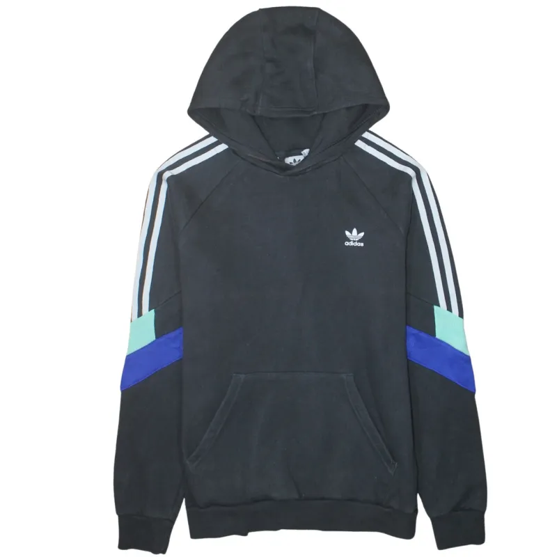 Adidas Black Hoodie Women’s Medium Trefoil Embroidered Logo Three Stripe Sleeves Pullover Sweatshirt sold by Vintage Club