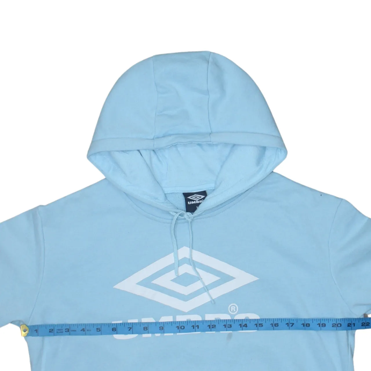 Umbro Light Blue Hoodie Women’s Medium Printed Logo Front Pouch Ribbed Cuffs Sweatshirt sold by Vintage Club product image thumbnail 5