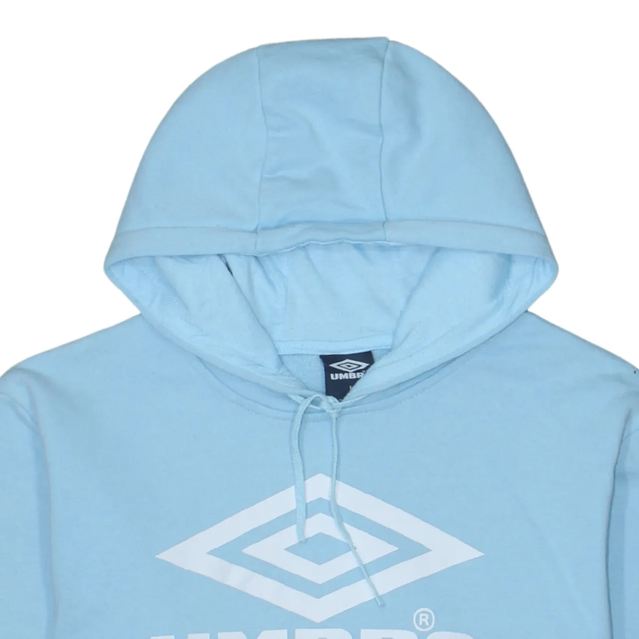 Umbro Light Blue Hoodie Women’s Medium Printed Logo Front Pouch Ribbed Cuffs Sweatshirt sold by Vintage Club product image thumbnail 3