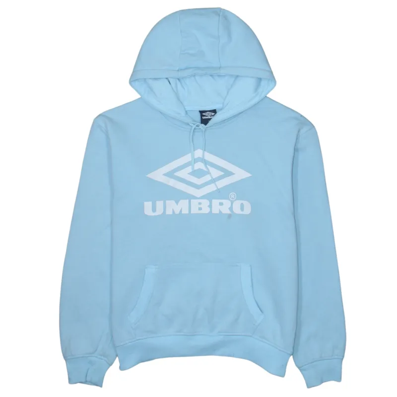 Umbro Light Blue Hoodie Women’s Medium Printed Logo Front Pouch Ribbed Cuffs Sweatshirt sold by Vintage Club