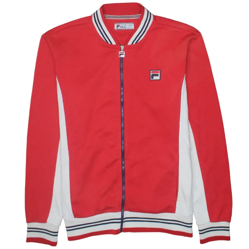 Fila Red White Track Jacket Men’s XLarge Embroidered Logo Stripe Rib Trim Zip Top sold by Vintage Club
